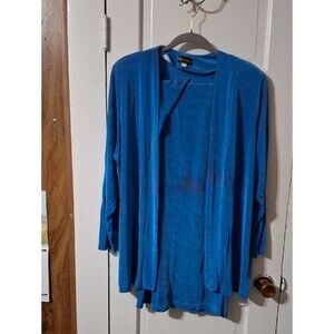 Picadilly Fashion Vibrant Blue Open-Front Velvet Tunic (XL) + Skirt (M) (Mis215)